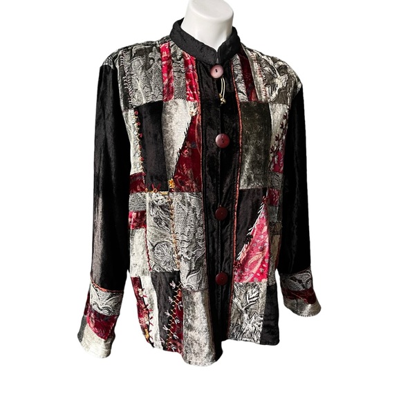 Flashback Deadstock Velvet and Tapestry Mixed Media Patchwork Jacket, Sz L - Picture 3 of 15